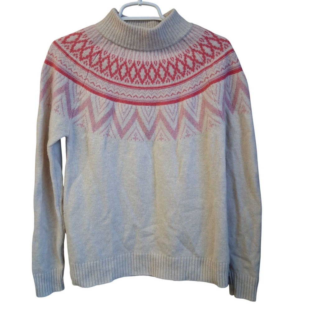 Tabitha Webb Fair Isle Nordic Lambswool Sweater Jumper Pink XL NEW